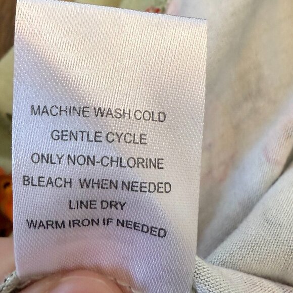 Daniel Rain Green Blouse Orange Floral Size Small Petite - Picture 7 of 9